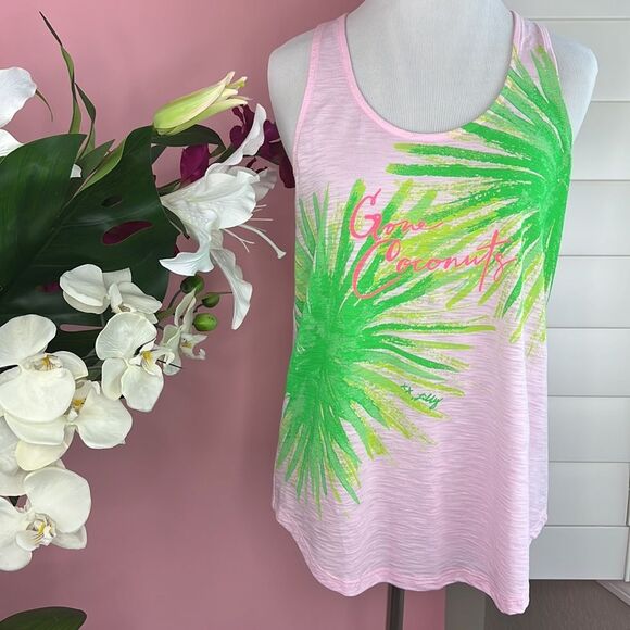 Lilly Pulitzer Pink Cordelia Gone Coconuts Racerback Tank Top NWOT - Picture 11 of 11